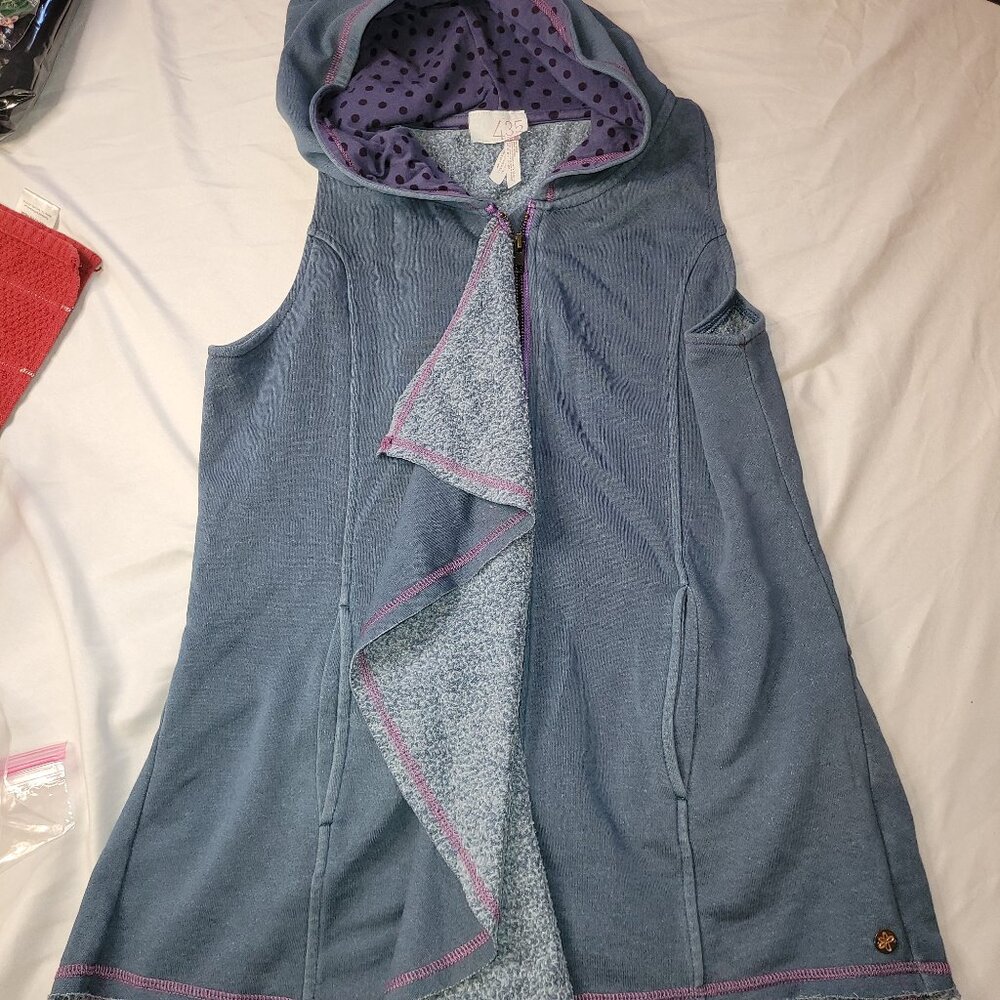 Matilda Jane 435 Girls Tween Blue My Compass Vest Size 14 Hooded Zip Up D20